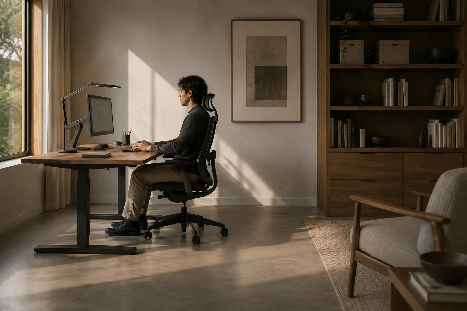 La ergonomía no es solo la silla — es el puesto entero